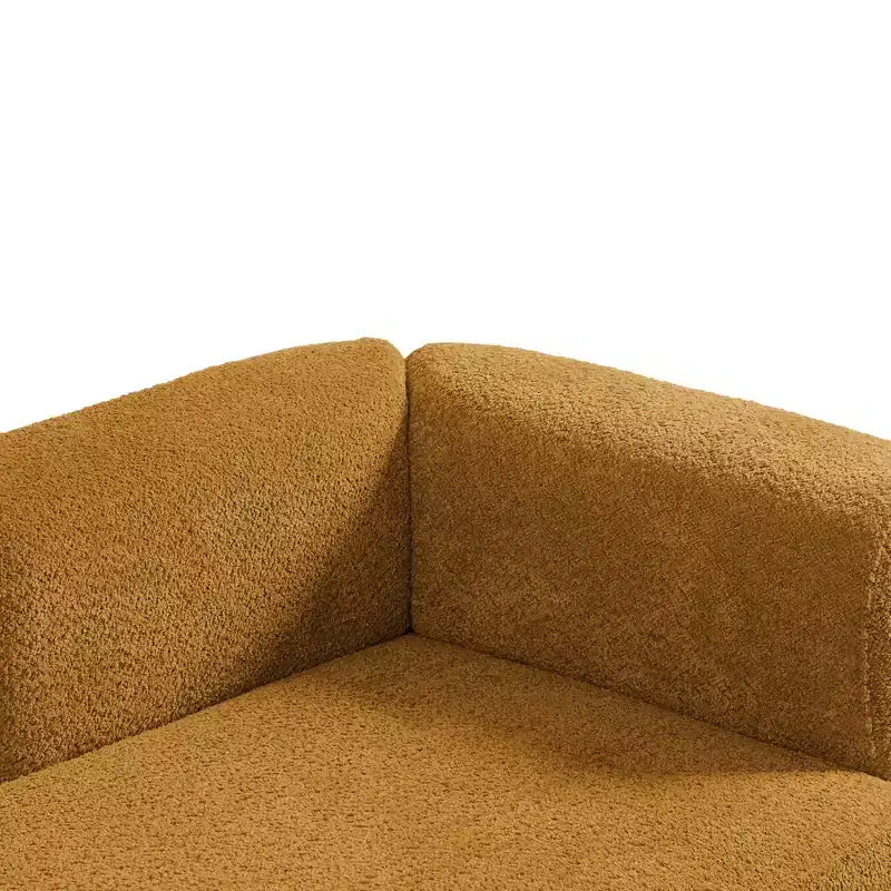 GDFStudio Dawn, méridienne capitonnée en tissu bouclette, pieds en bois