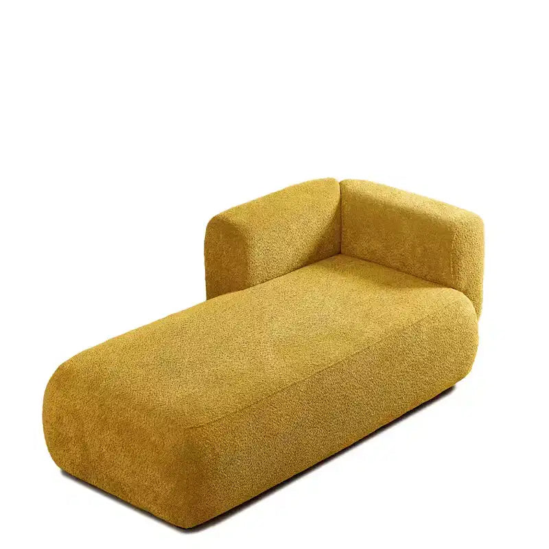 GDFStudio Dawn, méridienne capitonnée en tissu bouclette, pieds en bois
