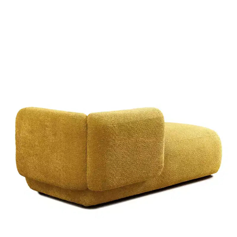 GDFStudio Dawn, méridienne capitonnée en tissu bouclette, pieds en bois