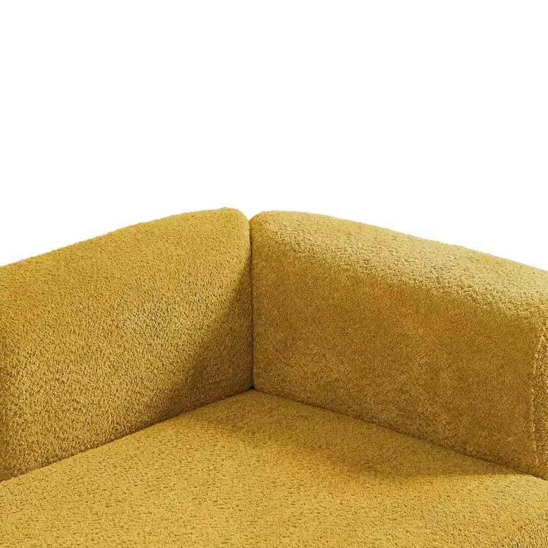 GDFStudio Dawn, méridienne capitonnée en tissu bouclette, pieds en bois