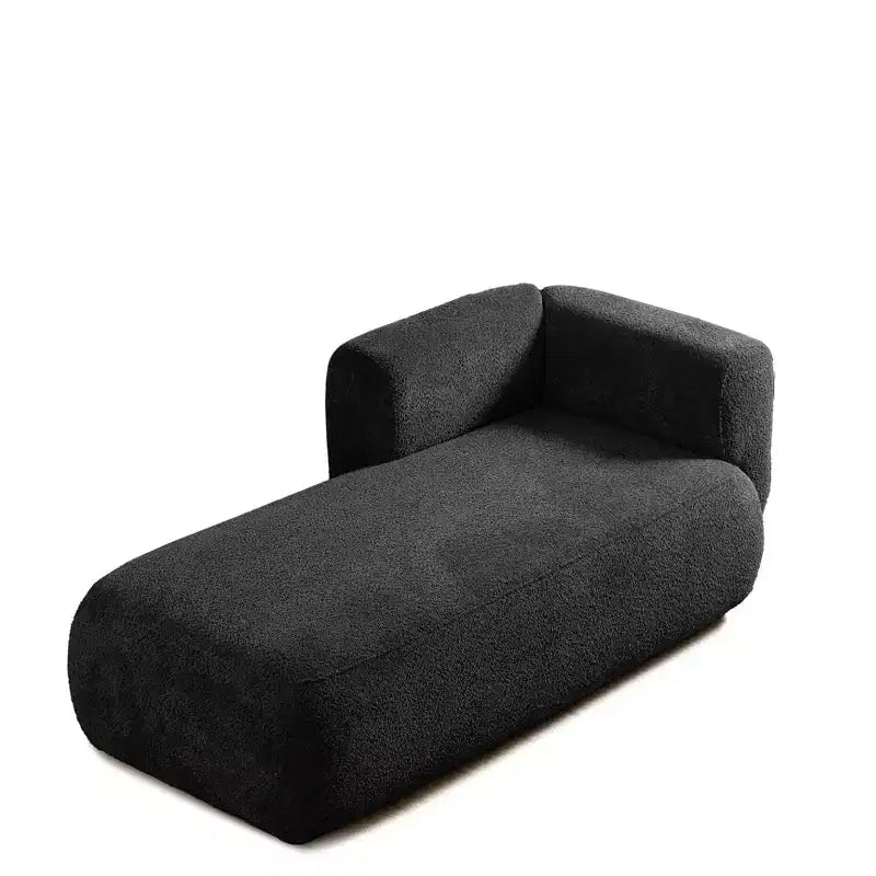 GDFStudio Dawn, méridienne capitonnée en tissu bouclette, pieds en bois