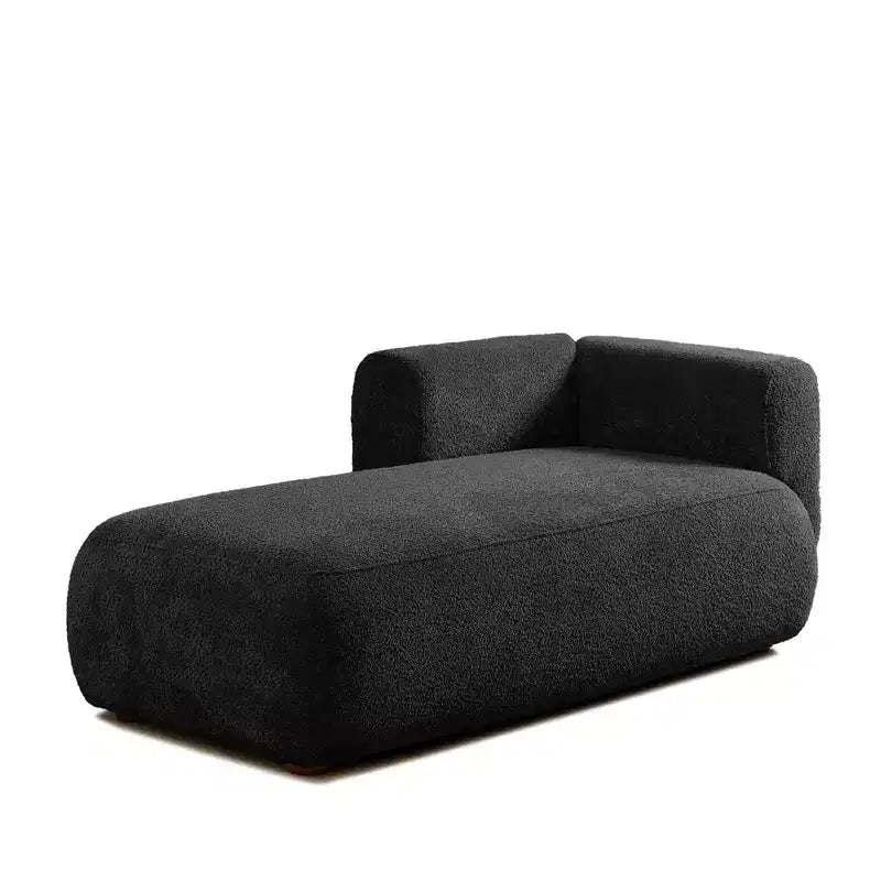 GDFStudio Dawn, méridienne capitonnée en tissu bouclette, pieds en bois