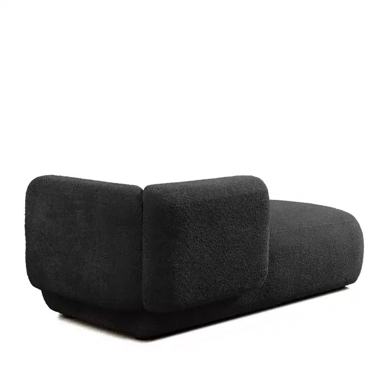 GDFStudio Dawn, méridienne capitonnée en tissu bouclette, pieds en bois