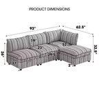 Canapé deux places GDFStudio Jeju avec rangement et deux poufs, 152 cm