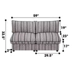 Canapé deux places GDFStudio Jeju avec rangement et deux poufs, 152 cm