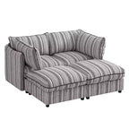 Canapé deux places GDFStudio Jeju avec rangement et deux poufs, 152 cm