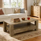 Lantine Table basse de ferme avec rangement, grande table basse rectangulaire de 119 cm avec 2 tiroirs, table de centre de salon en bois