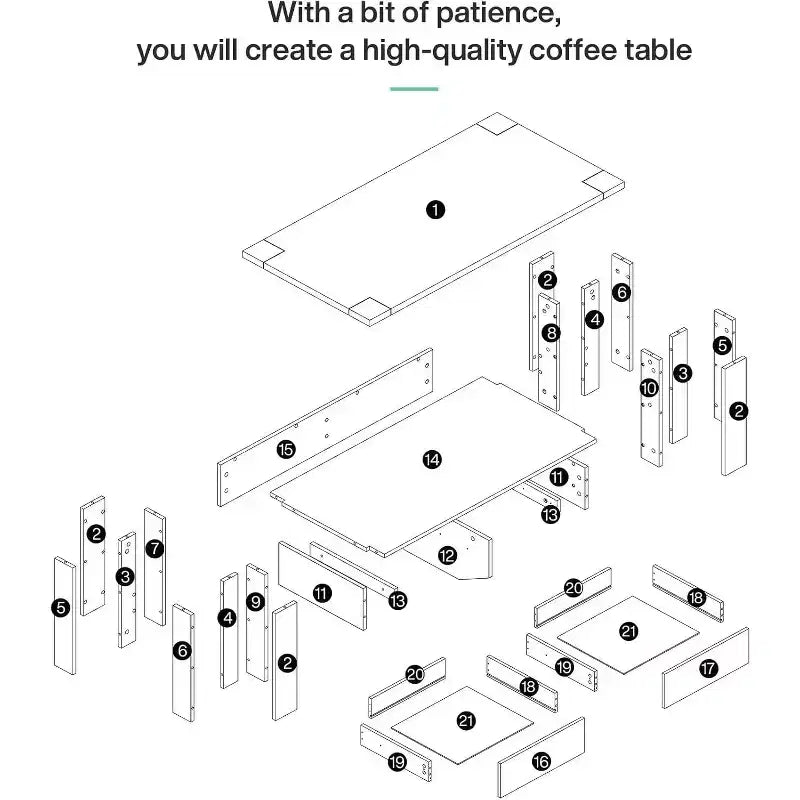 Lantine Table basse de ferme avec rangement, grande table basse rectangulaire de 119 cm avec 2 tiroirs, table de centre de salon en bois