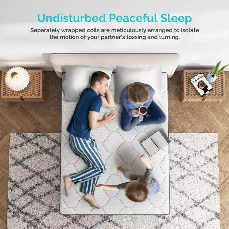 Matelas Serweet 8 pouces sans fibre de verre 5 zones – Compatible avec lit plateforme, sommier tapissier ou base à lattes