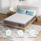 Matelas Serweet 8 pouces sans fibre de verre 5 zones – Compatible avec lit plateforme, sommier tapissier ou base à lattes