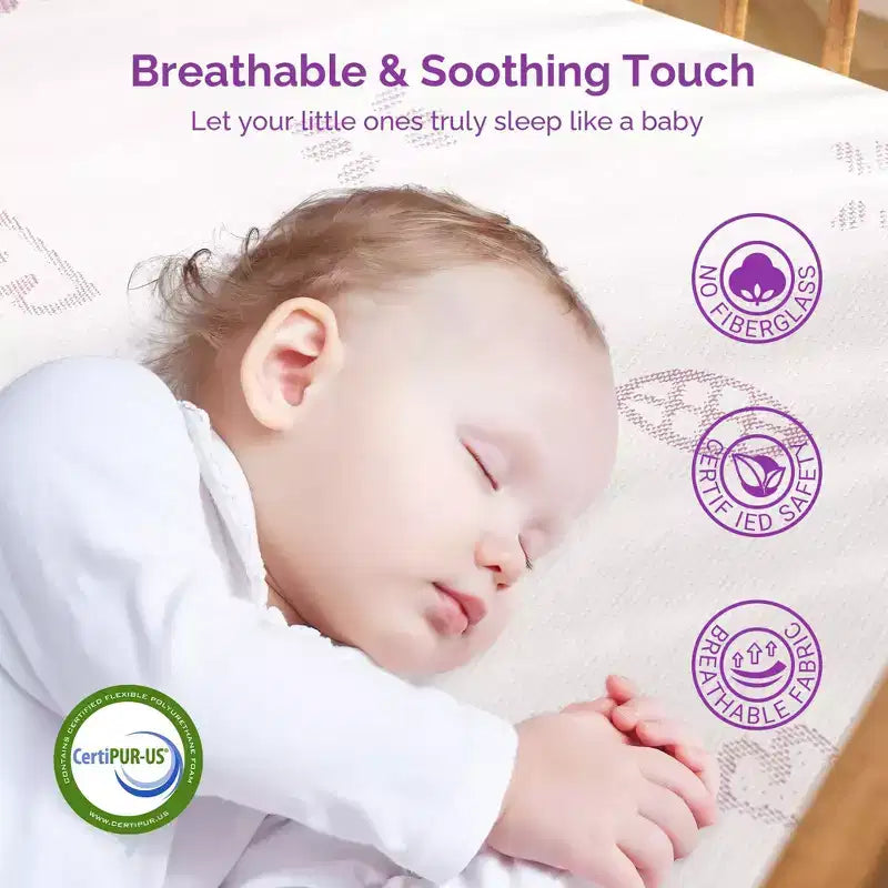 Matelas de lit de bébé Sersper - Doux, sûr et respirant avec mousse à mémoire de forme rafraîchissante