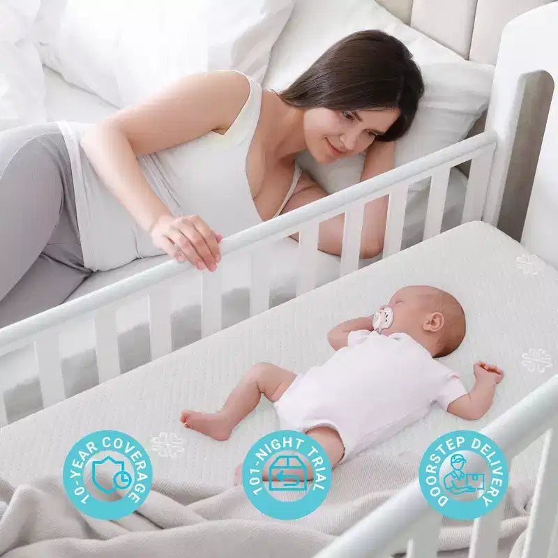 Matelas de lit de bébé et de tout-petit Serweet Baby 2-en-1 avec mousse à mémoire de forme au gel rafraîchissant, housse lavable, conception respirante, doux pour la peau