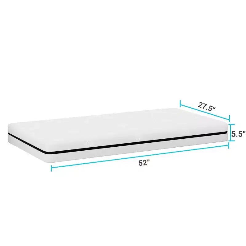 Matelas de lit de bébé et de tout-petit Serweet Baby 2-en-1 avec mousse à mémoire de forme au gel rafraîchissant, housse lavable, conception respirante, doux pour la peau