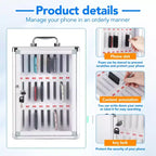 Casier pour téléphone portable, armoire de rangement pour téléphone en alliage d'aluminium avec serrure à clé et doublure EPE, à fixer au mur ou à poser, pour bureau, salle de classe, salle de sport