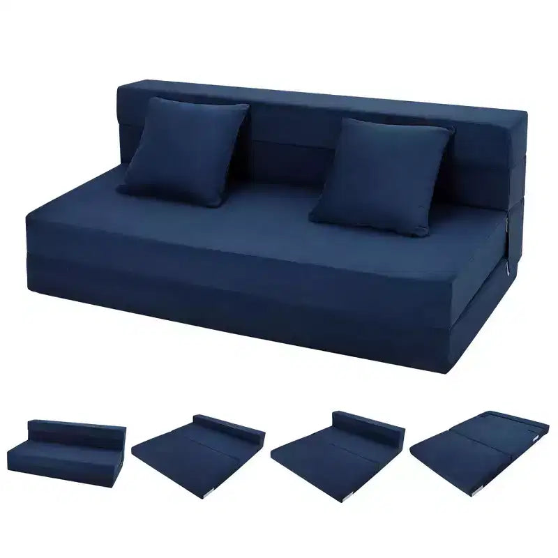 Folding Sofa Bed, Foldable Couch Bed with Pillow, Convertible Sleeper Chair Folding Sofa Mattress, Futon Floor Couch with Memory Foam Washable Cover