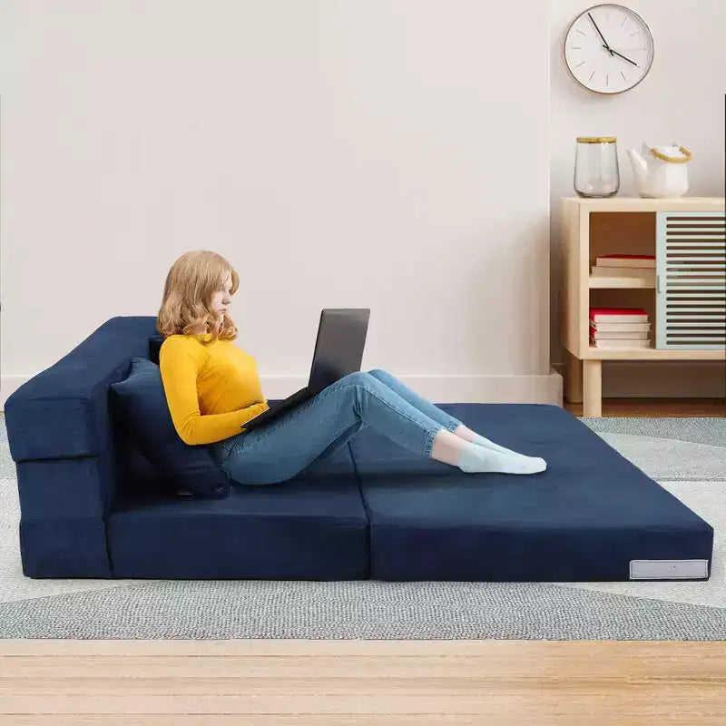 Canapé-lit pliant, canapé-lit pliable avec oreiller, chaise de couchage convertible, matelas de canapé pliant, canapé-futon avec housse lavable en mousse à mémoire de forme