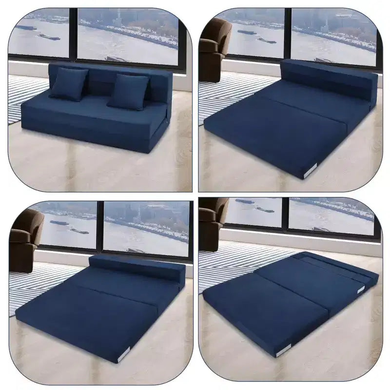 Canapé-lit pliant, canapé-lit pliable avec oreiller, chaise de couchage convertible, matelas de canapé pliant, canapé-futon avec housse lavable en mousse à mémoire de forme