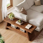 Banc d'entrée Lantine à 2 niveaux, banc d'assise en bois massif pour couloir avec étagères ouvertes, banc à chaussures en bois d'intérieur pour entrée, salon (marron rustique)