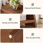 Banc d'entrée Lantine à 2 niveaux, banc d'assise en bois massif pour couloir avec étagères ouvertes, banc à chaussures en bois d'intérieur pour entrée, salon (marron rustique)