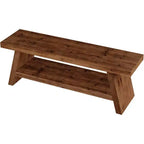 Banc d'entrée Lantine à 2 niveaux, banc d'assise en bois massif pour couloir avec étagères ouvertes, banc à chaussures en bois d'intérieur pour entrée, salon (marron rustique)