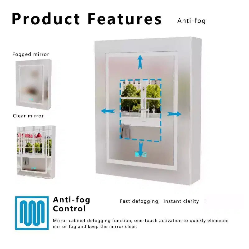 Armoire de toilette en aluminium FAMYYT de 66 cm (26 po) de large x 51 cm (20 po) de haut avec miroir et éclairage, antibuée, facile à installer
