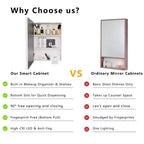 Armoire de toilette en aluminium FAMYYT de 66 cm (26 po) de large x 51 cm (20 po) de haut avec miroir et éclairage, antibuée, facile à installer
