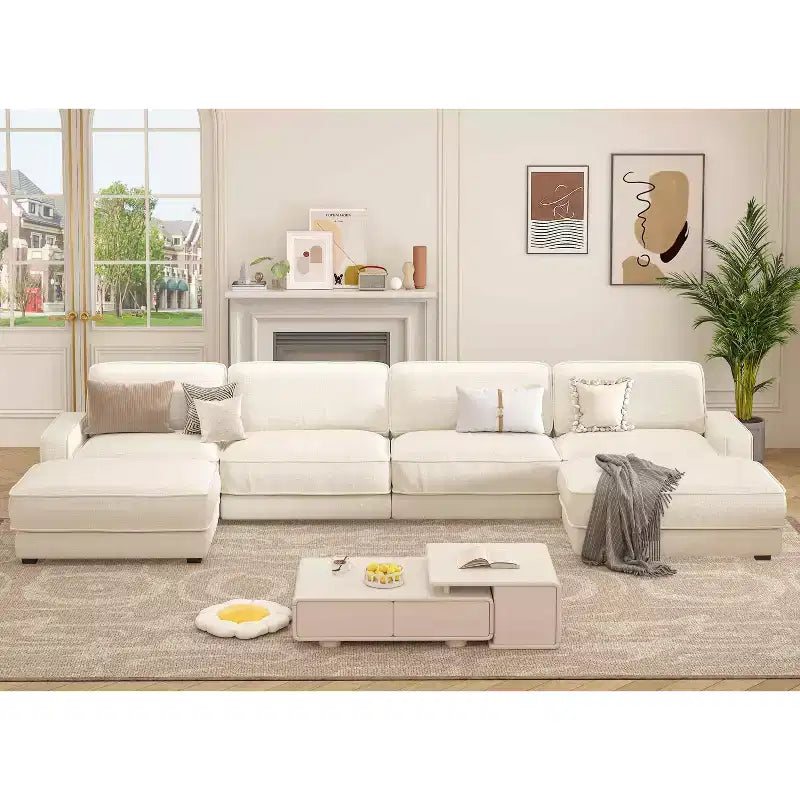 Dyonery 119 Canapé d'angle modulable convertible, Tissu CHENILLE, Canapé d'angle moderne surdimensionné avec assise profonde, Montage sans outils, Vert