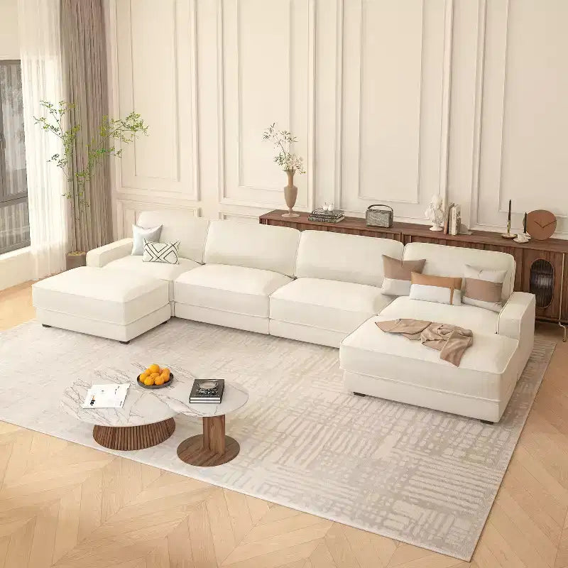 Dyonery 119 Canapé d'angle modulable convertible, Tissu CHENILLE, Canapé d'angle moderne surdimensionné avec assise profonde, Montage sans outils, Vert
