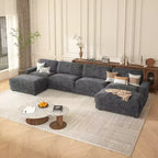 Dyonery 119 Canapé d'angle modulable convertible, Tissu CHENILLE, Canapé d'angle moderne surdimensionné avec assise profonde, Montage sans outils, Vert