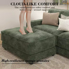 Dyonery 119 Canapé d'angle modulable convertible, Tissu CHENILLE, Canapé d'angle moderne surdimensionné avec assise profonde, Montage sans outils, Vert
