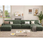 Dyonery 119 Canapé d'angle modulable convertible, Tissu CHENILLE, Canapé d'angle moderne surdimensionné avec assise profonde, Montage sans outils, Vert