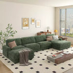 Dyonery 119 Canapé d'angle modulable convertible, Tissu CHENILLE, Canapé d'angle moderne surdimensionné avec assise profonde, Montage sans outils, Vert