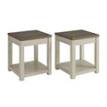 ROME + OAK Tate Farmhouse Wood End Table with Shelf, Brown and Cream, 2 Pack