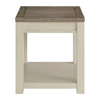ROME + OAK Tate Table d'appoint de ferme en bois avec étagère, marron et crème, lot de 2