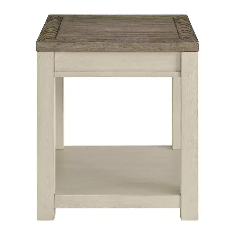 ROME + OAK Tate Table d'appoint de ferme en bois avec étagère, marron et crème, lot de 2