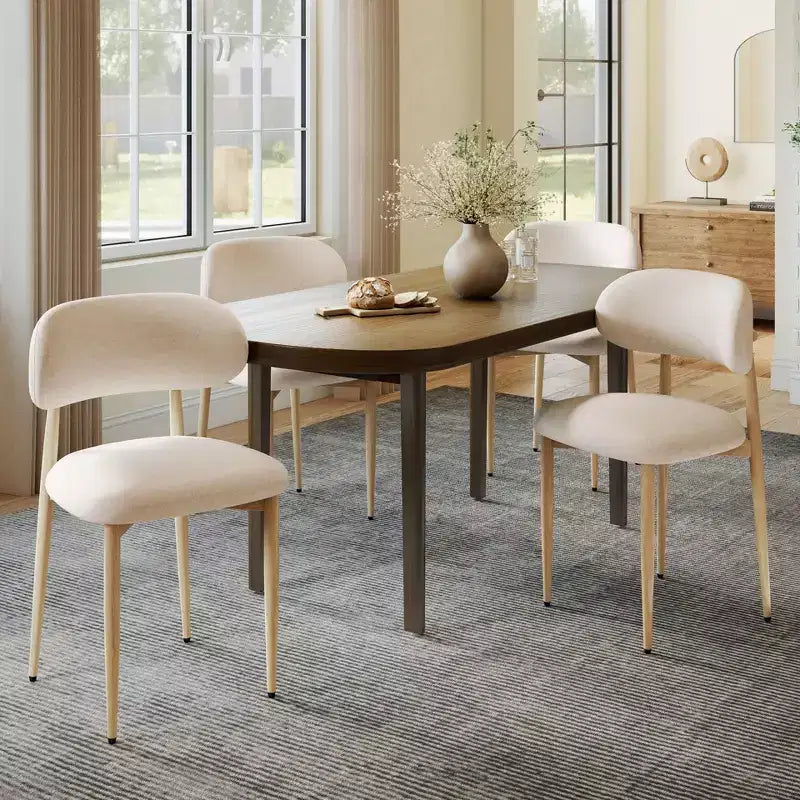 Chaises de salle à manger modernes rembourrées en métal GDFStudio Adanna avec dossier incurvé (lot de 4)