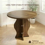 JVNOXK Petite table à manger ronde de 31,5 po, table de cuisine de style campagnard en noyer avec pied ondulé, table circulaire peu encombrante pour coin-déjeuner, salle à manger