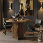 JVNOXK Petite table à manger ronde de 31,5 po, table de cuisine de style campagnard en noyer avec pied ondulé, table circulaire peu encombrante pour coin-déjeuner, salle à manger