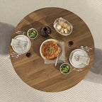 JVNOXK Petite table à manger ronde de 31,5 po, table de cuisine de style campagnard en noyer avec pied ondulé, table circulaire peu encombrante pour coin-déjeuner, salle à manger