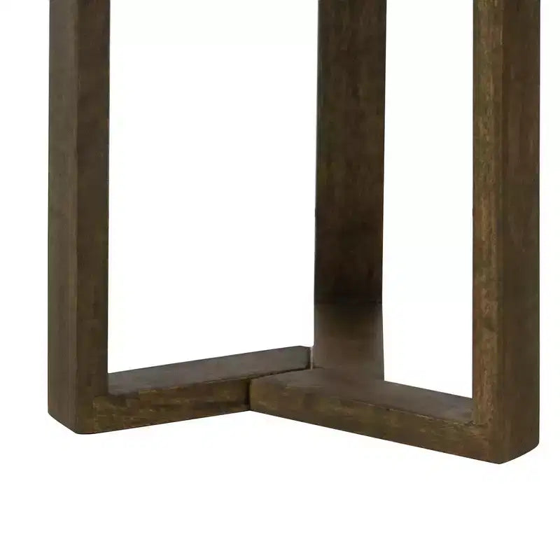 Table d'appoint ronde Royal Hampton Fina 20 pouces, plateau en marbre véritable blanc, base luge à 3 pieds en bois de manguier brun naturel