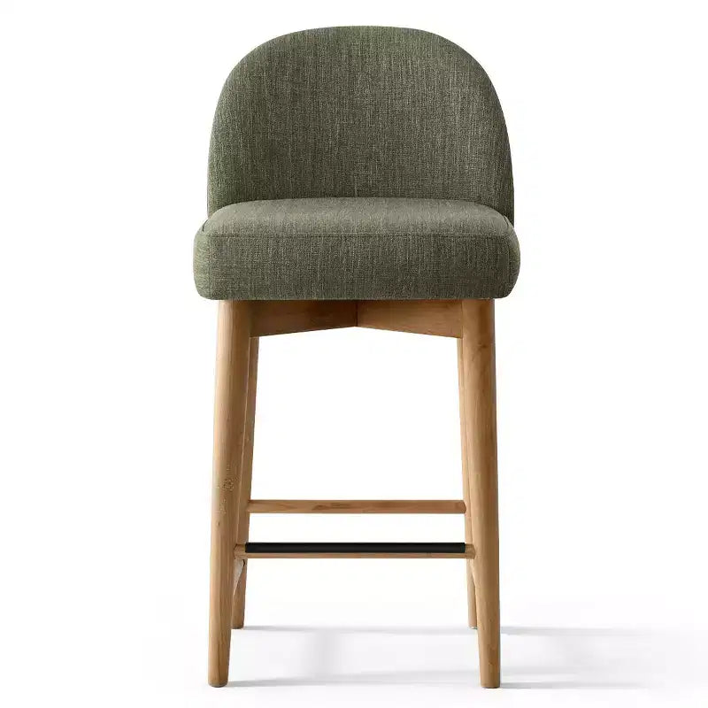 Lot de 4 tabourets de bar modernes en lin, hauteur comptoir, chaises d'îlot de cuisine de 64,7 cm avec pieds en bois massif pour salle à manger ou cuisine-Panipeachy
