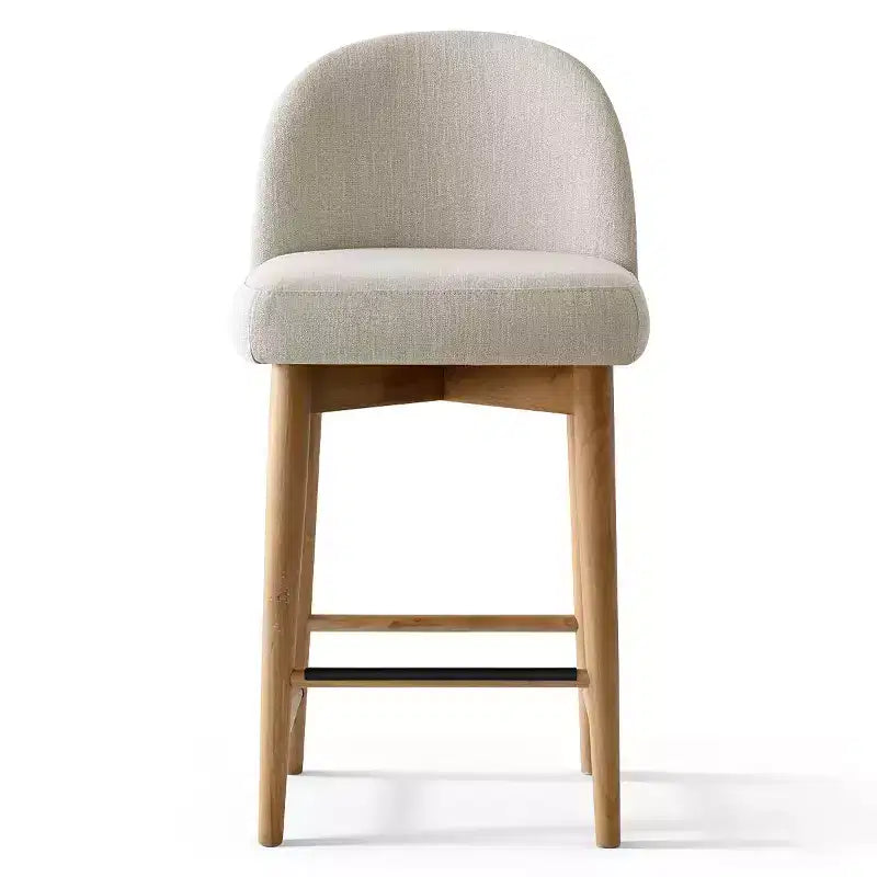 Lot de 4 tabourets de bar modernes en lin, hauteur comptoir, chaises d'îlot de cuisine de 64,7 cm avec pieds en bois massif pour salle à manger ou cuisine-Panipeachy