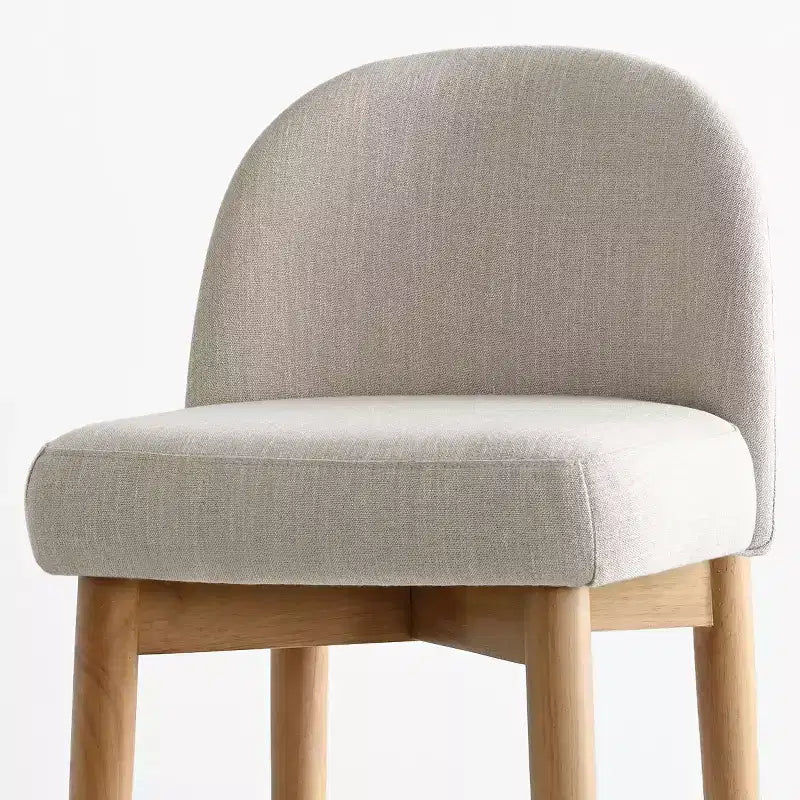 Lot de 4 tabourets de bar modernes en lin, hauteur comptoir, chaises d'îlot de cuisine de 64,7 cm avec pieds en bois massif pour salle à manger ou cuisine-Panipeachy