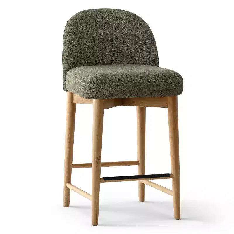 Lot de 4 tabourets de bar modernes en lin, hauteur comptoir, chaises d'îlot de cuisine de 64,7 cm avec pieds en bois massif pour salle à manger ou cuisine-Panipeachy