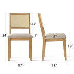 Lot de 6 chaises de salle à manger en bois avec dossier en rotin tressé et assise rembourrée, chaises d'appoint pour la cuisine, la salle à manger ou le coin petit-déjeuner-Panipeachy