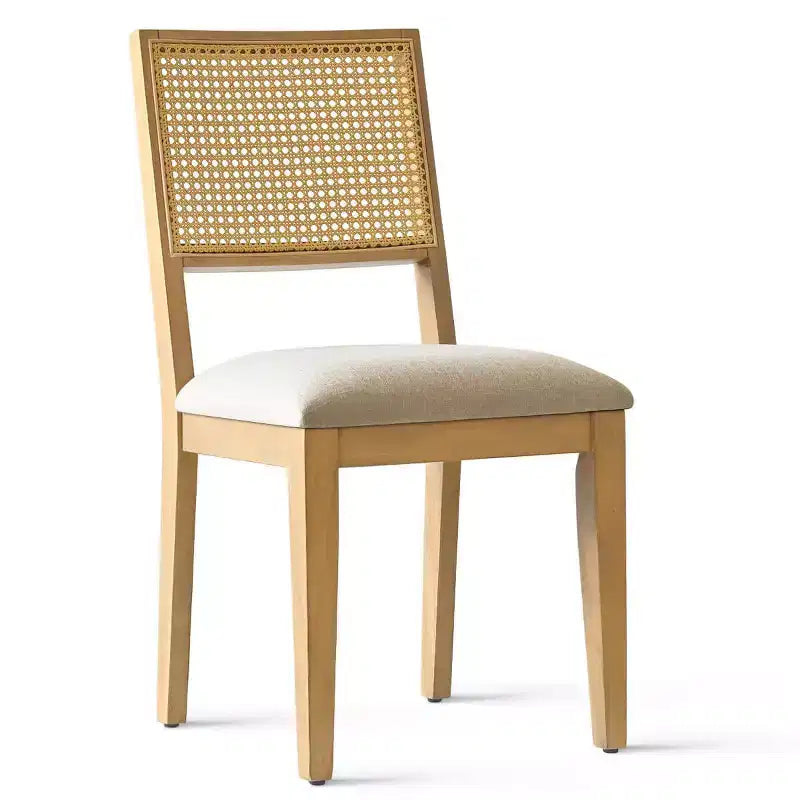 Lot de 6 chaises de salle à manger en bois avec dossier en rotin tressé et assise rembourrée, chaises d'appoint pour la cuisine, la salle à manger ou le coin petit-déjeuner-Panipeachy