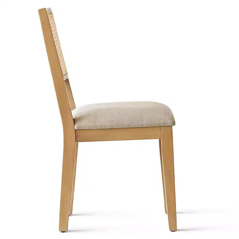 Lot de 6 chaises de salle à manger en bois avec dossier en rotin tressé et assise rembourrée, chaises d'appoint pour la cuisine, la salle à manger ou le coin petit-déjeuner-Panipeachy
