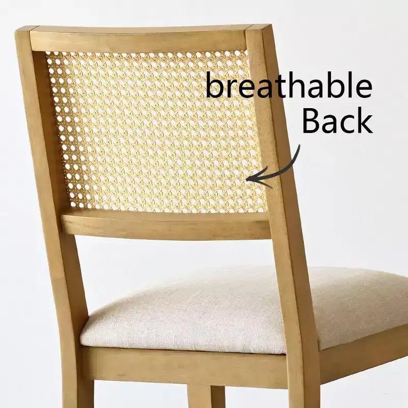 Lot de 6 chaises de salle à manger en bois avec dossier en rotin tressé et assise rembourrée, chaises d'appoint pour la cuisine, la salle à manger ou le coin petit-déjeuner-Panipeachy
