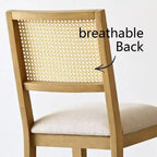 Lot de 6 chaises de salle à manger en bois avec dossier en rotin tressé et assise rembourrée, chaises d'appoint pour la cuisine, la salle à manger ou le coin petit-déjeuner-Panipeachy