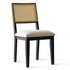 Lot de 6 chaises de salle à manger en bois avec dossier en rotin tressé et assise rembourrée, chaises d'appoint pour la cuisine, la salle à manger ou le coin petit-déjeuner-Panipeachy